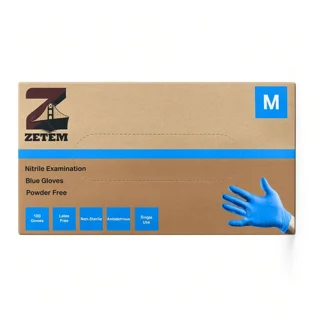 دستکش نیتریل آبی برند وارداتی ZETEM سایز M