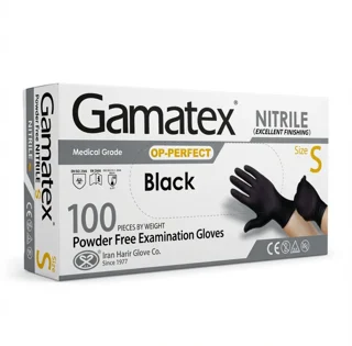 دستکش نیتریل برند Gamatex سایز S - مشکی